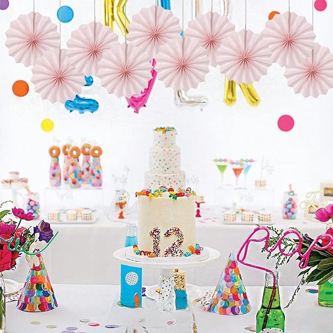 Pink Birthday Decorations, DIY Pink Paper Fans Hanging Decoration, Party - Image 6