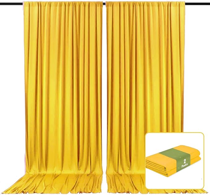 2 Panels Yellow Backdrop Curtain, 10 x 7 Feet Background Curtains by Zankubom