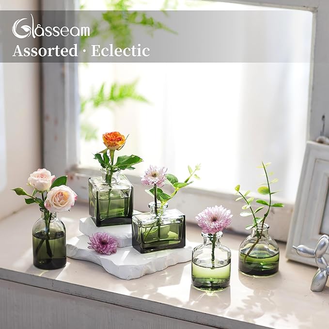 Glasseam Mini Bud Vases for Centerpieces: Clear Small Flower Vase Set of 20 - Image 5