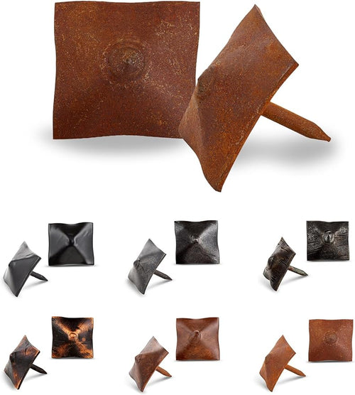100 Pack 1" Square Head Iron Clavos Decorative Nails – Rusted – Handmade Rustic by BorderlandRusticHardware