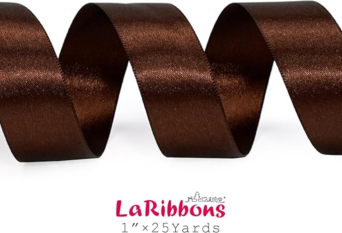 LaRibbons Brown Ribbon 1 Inch 25 Yards Luxury Double Faced Friar Brown Silk - Image 6