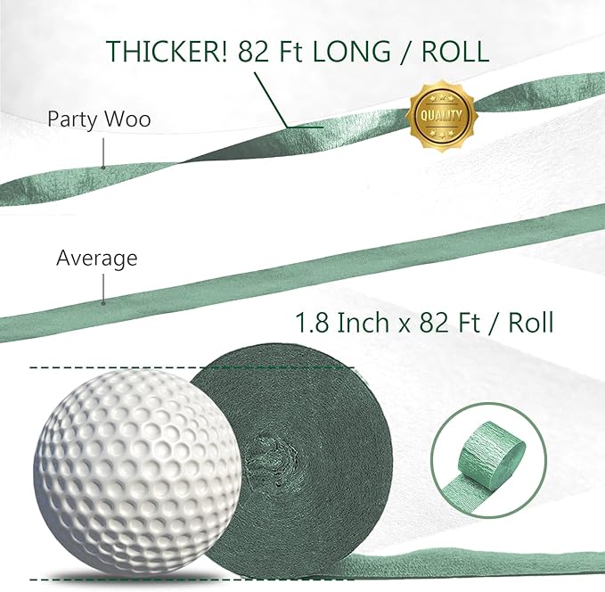 PartyWoo Dark Green Crepe Paper Streamers 4pcs 328ft Pack of Sage Emerald - Image 4