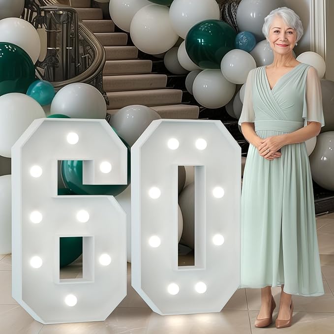 Marquee Numbers 3 Feet Tall Big Light Up Numbers 60th Birthday Decorations by Letsmakeitimpressive