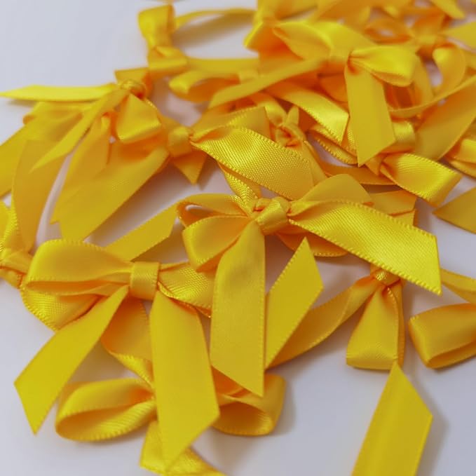 50pcs 1-1/2" Mini Yellow Satin Ribbon Bows Without Twist Ties - Image 8