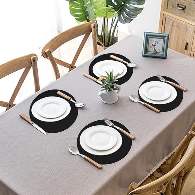 50 Black Paper Place Mats Black Round Disposable Table Mats Decorative Placemats - Image 5
