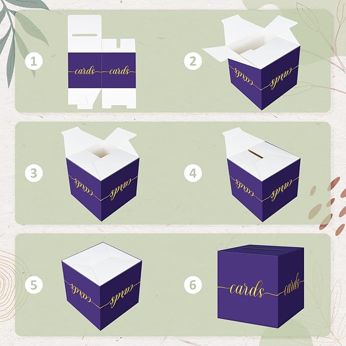 QIKSION Purple Graduation Card Box, Wedding Reception, Baby Shower - Image 7
