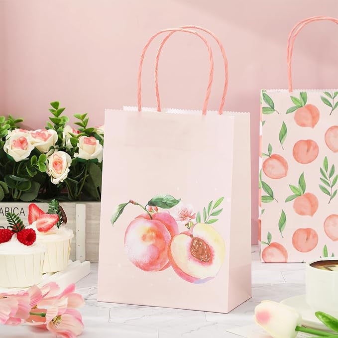 JarThenaAMCS 24Pcs Peach Paper Gift Bag Pink Treat Bags - Image 6