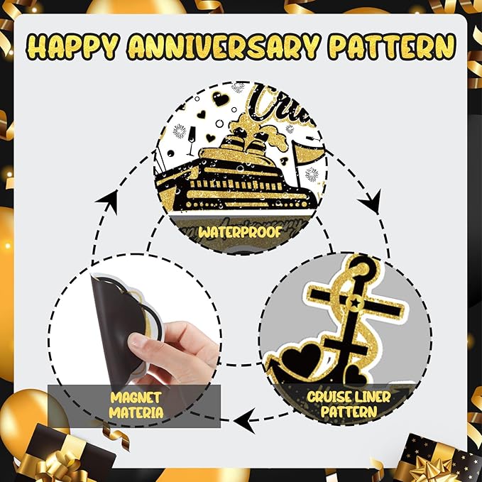Happy Anniversary Cruise Door Magnets Decorations - Image 6