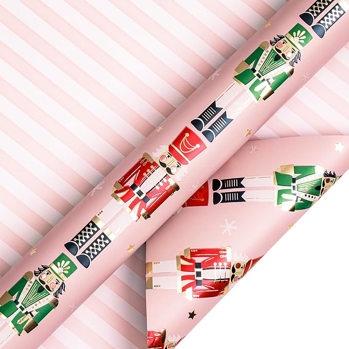 LeZakaa Christmas Pink Wrapping Paper Mini Roll - Image 6