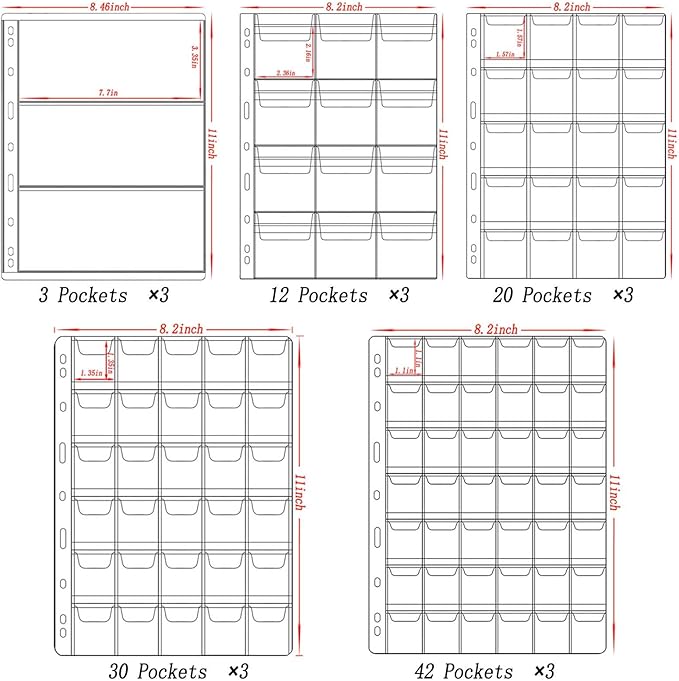 321 Pockets Fireproof Coin Collection Holder Album Book - Image 4