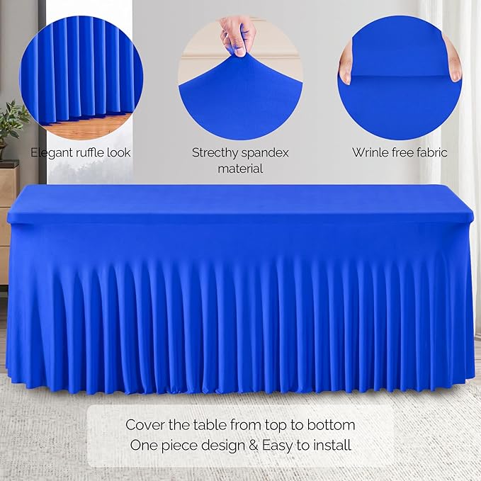Wish Care 2 Pack Royal Blue Spandex Table Clothes - Image 2