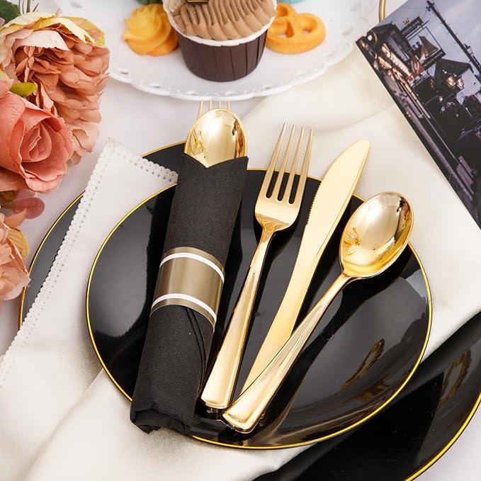 Supernal 60 Pack Gold Silverware, Pre Wrapped - Image 3