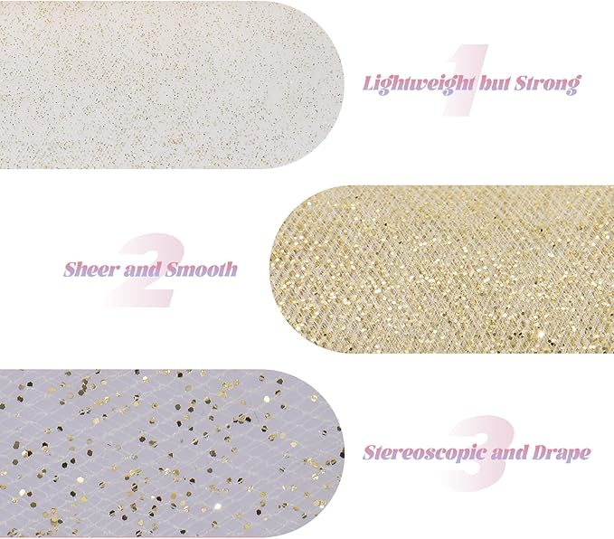 Glitter Tulle Rolls 6” by 50 Yards Sparkle Tulle Fabric Ribbon Sequin Tulle - Image 3