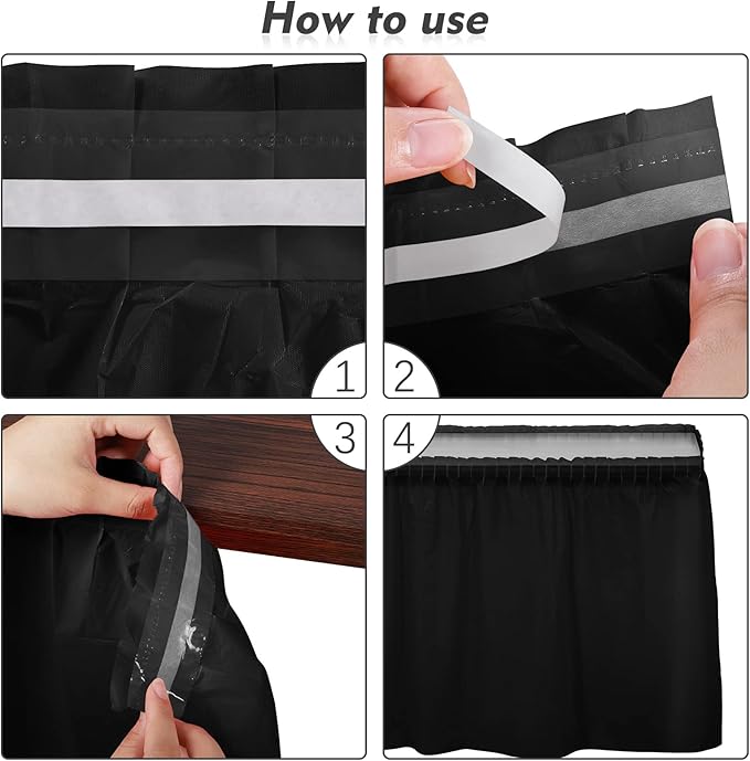 TURSTIN 2 Pieces Black Plastic Table Skirts 14 x 29 Feet - Image 4