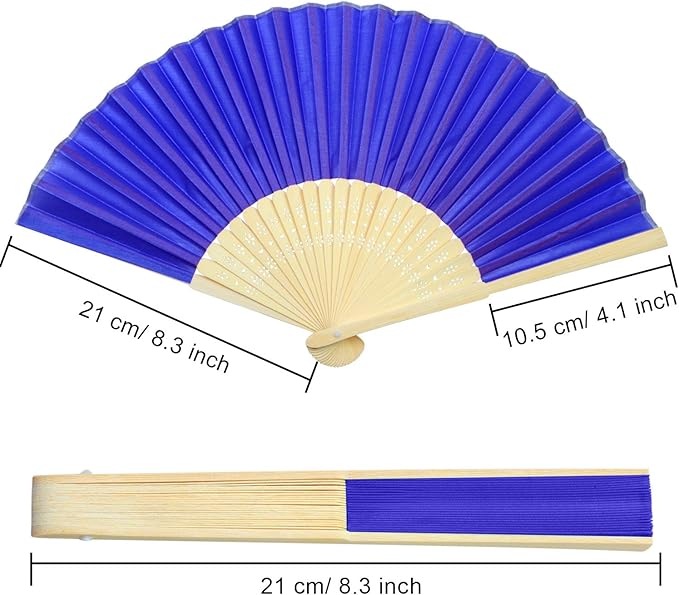 Aneco 18 Pieces 18 Colors Handheld Fans Cloth Hand Fans Bamboo Folding Fans - Image 2