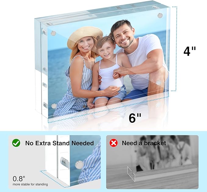 HOUSE DAY Acrylic Picture Frames 4x6, 6 Pack Magnetic 4 x 6 Picture Frame - Image 2