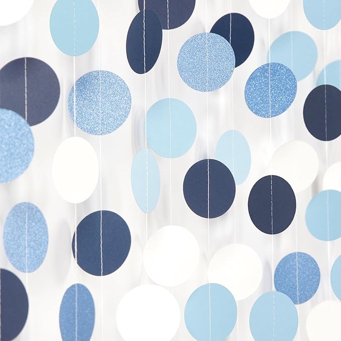 Light-Blue Navy-Dusty White Party-Decorations Garland - 52ft Baby Boy Shower by Hugfond