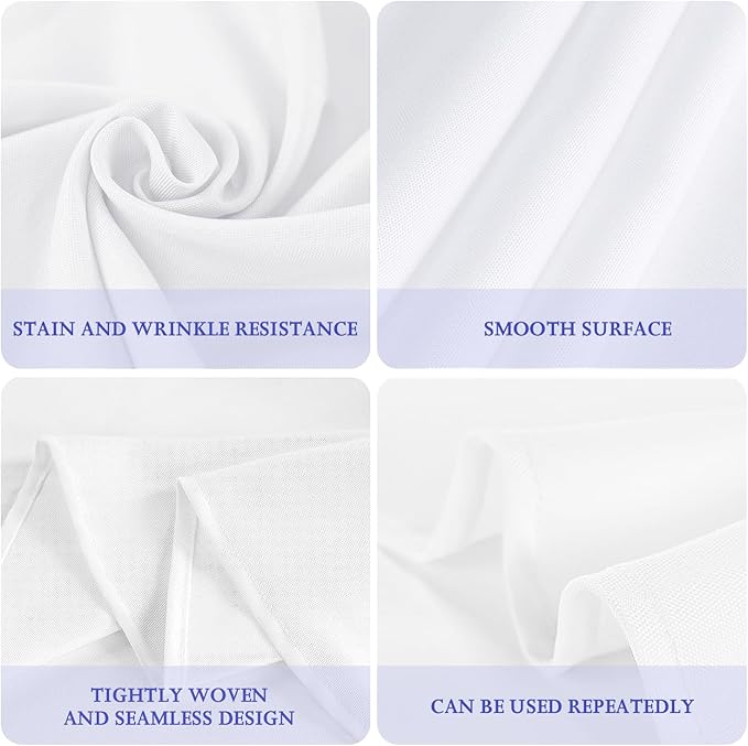 6 Pack White 90 Inch Round Tablecloths. Stain and Winkle Resistant Polyester - Image 2