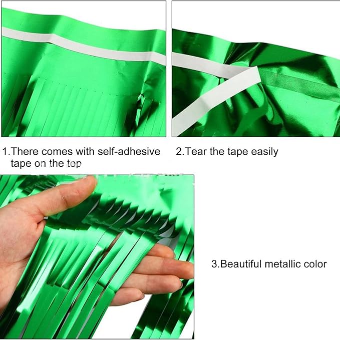 4 Pack Metallic Foil Fringe Tinsel Table Skirts, 29x108 Inch Party Disposable - Image 5