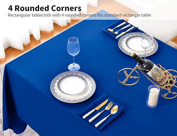 Surmente Blue Tablecloth 60 x 102-inch Rectangular Polyester Table Cloth - Image 4
