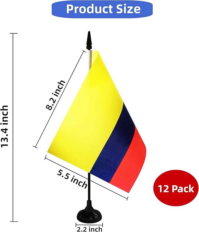 Colombia Desk Flag, 12 Pack Colombian Table Office Flag - Image 2