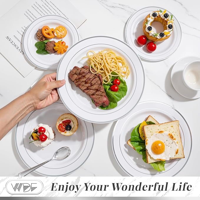 350 Pcs Silver Plastic Plates - Image 4
