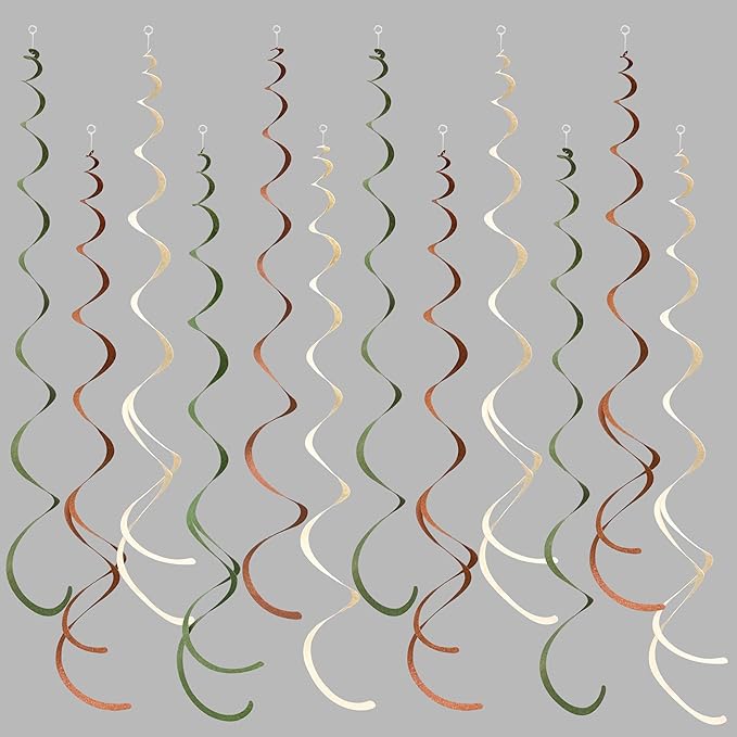36 Pcs Jungle Hanging Swirl Decorations Sage Green Brown Beige Felt Swirl by pinkblume