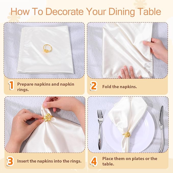 Leaf Napkin Rings Set of 50 Metal Gold Napkin Holder Stylish Fall Napkins Ring - Image 6