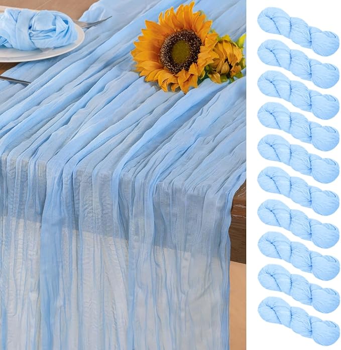 Baby Blue Cheesecloth Table Runner 10 Pack Fall Table Runners Boho Gauze 120 by DeZerlor