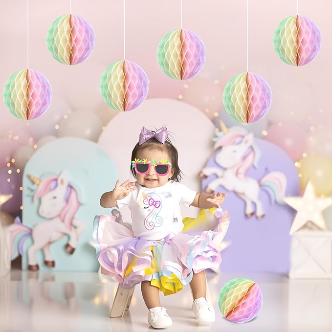 Pastel Hanging Honeycomb Ball, Rainbow Party Decorations，Pastel Birthday Party - Image 7