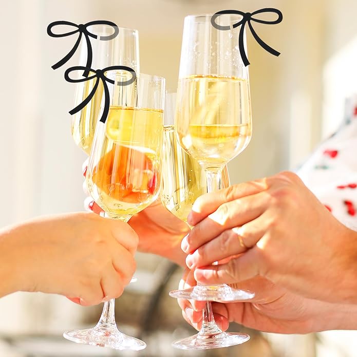 20 Pcs Bows for Champagne Glasses, Acrylic Drink Tags, Bows Drink Charms - Image 3