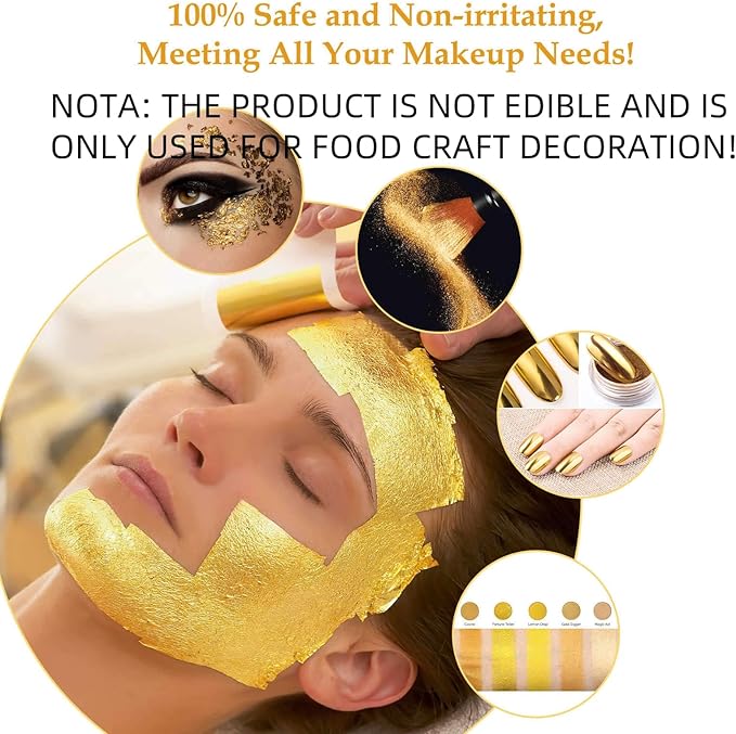 20 Sheets Gold Flakes, Premium 24K Gold Leaf 3.15×3.15 Inches Craft Art - Image 4