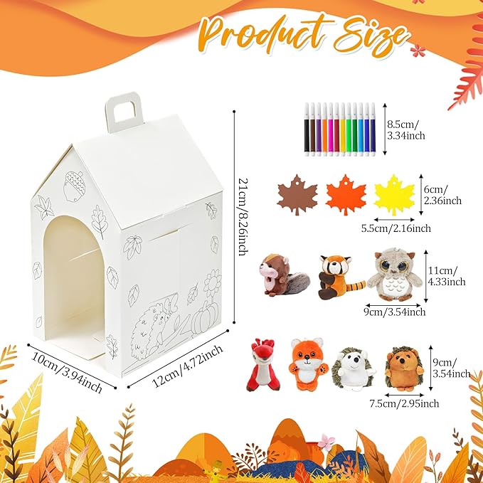 Cinrobiye 6 Set Fall Party Favors Mini Woodland Animals Bulk Plush Keychains - Image 2