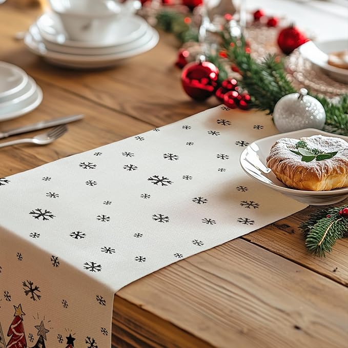 GEEORY Christmas Table Runner 13x48 Inch, Xmas Tees Snowflakes Holiday - Image 7