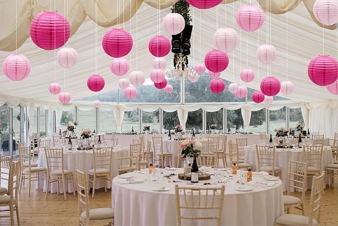 ADLKGG Pink Paper Lanterns Decorative, Hanging Round Paper Lanterns Indoor - Image 6