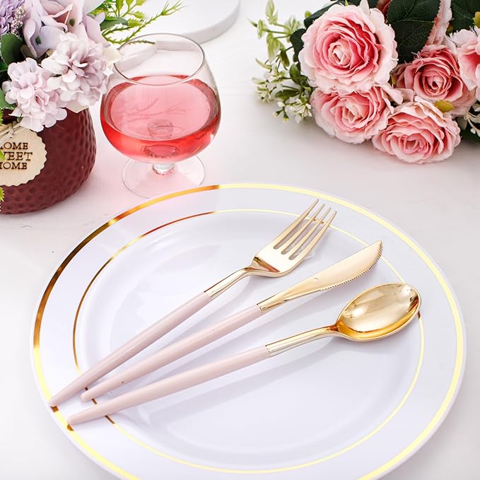 I00000 60 Pack Pink Plastic Silverware, 20 Knives and 20 Spoons, Tableware Set - Image 5