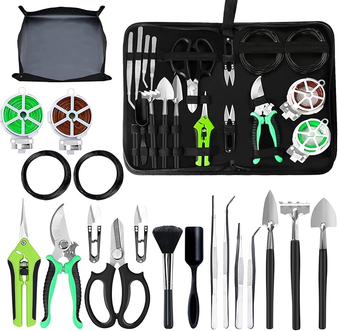 Bonsai Tree Kit, Bonsai Tool Kit Include 262 Feet Bonsai Wire, 29.5"x29.5" by Taschyas