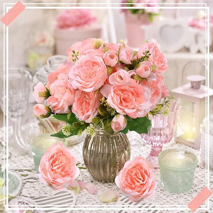 8 Bundles Artificial Peonies Flowers Boho Faux Flowers Arrangements Artificial - Image 3