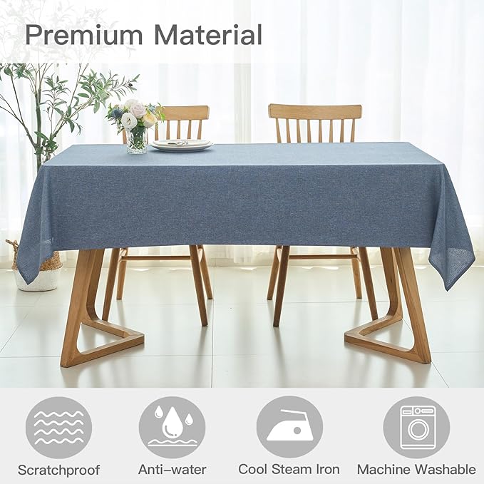 maxmill Square Linen Textured Tablecloth Waterproof Spillproof Wrinkle Free - Image 3
