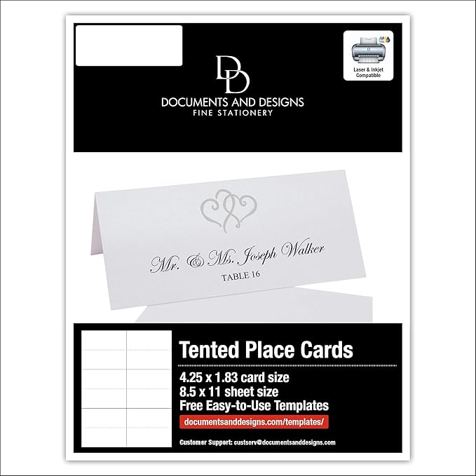Linked Hearts Printable Place Cards, Laser & Inkjet Printers - Image 6