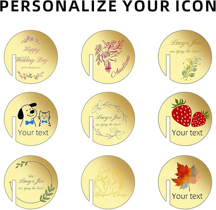100 Pcs Wine Glass Name Tags, Personalized Wedding Drink Tags Reusable Circle - Image 2