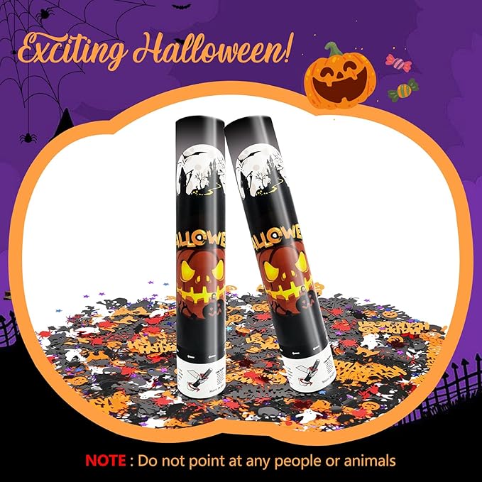 4 Pack Halloween Confetti Poppers, 12 Inch Confetti Cannon Party Poppers - Image 3