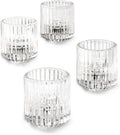 Serene Spaces Living Set of 4 Clear Ribbed Glass Votive Holders, Measures 2.25" by SereneSpacesLiving