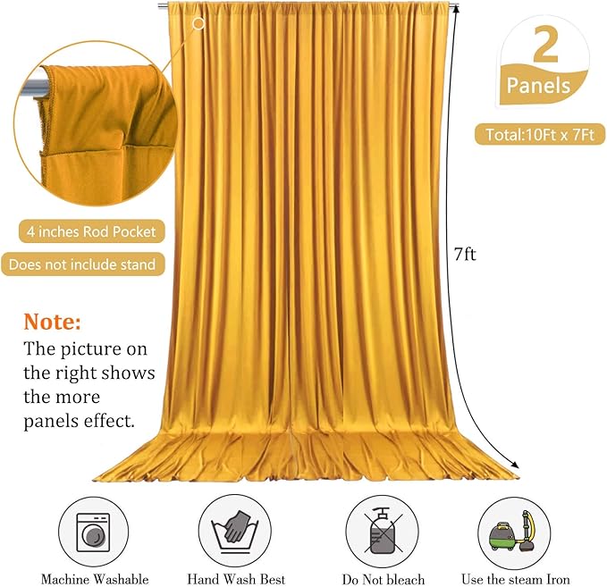 10 x 7 Feet Gold Backdrop Curtain - Image 2