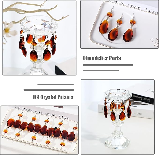 10pcs Crystal Prisms Chandelier Amber Ornament Pendants Rainbow Maker 38mm Drop - Image 2
