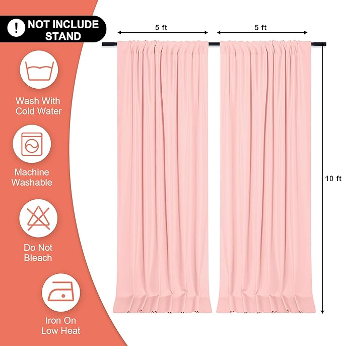 DWCN 10x10 FT Blush Pink Backdrop Curtains - Image 2