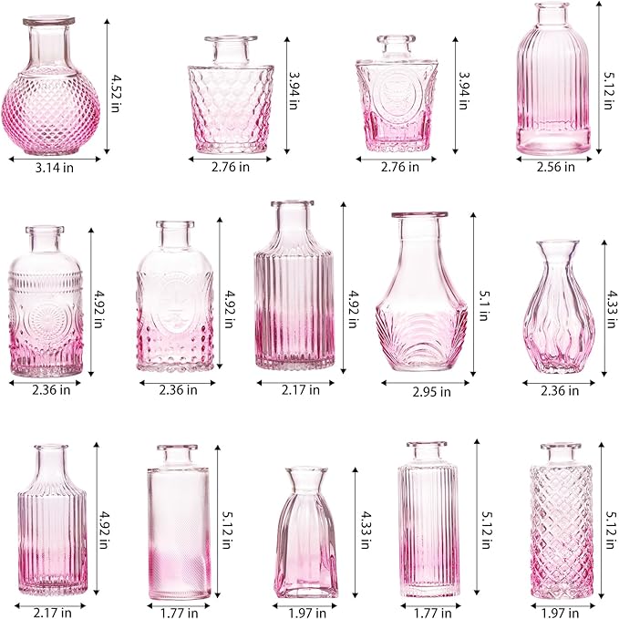 Ollieroo 24Pcs Glass Bud Vases Set, Small Pink Vases in Bulk - Image 8