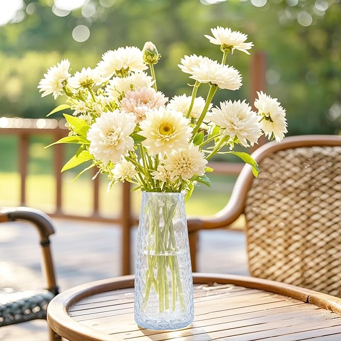 Crystal Vase for Flowers, 8.6" H Clear Round Glass Vase for Centerpieces - Image 3