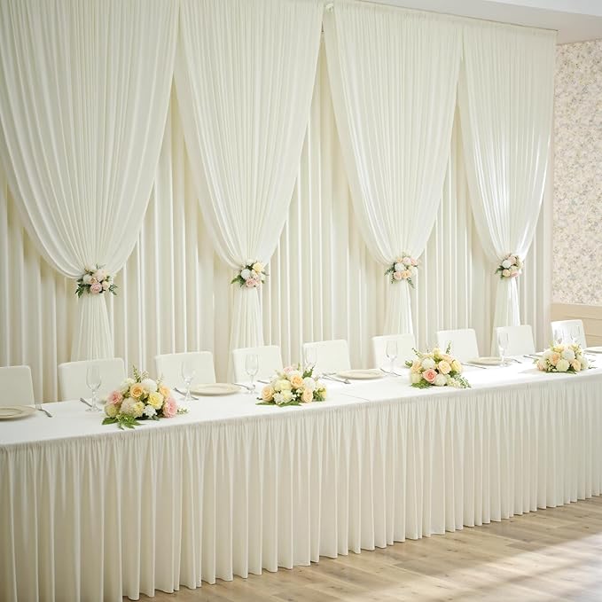 10×12ft Wrinkle Free Ivory Backdrop Curtain - Image 8