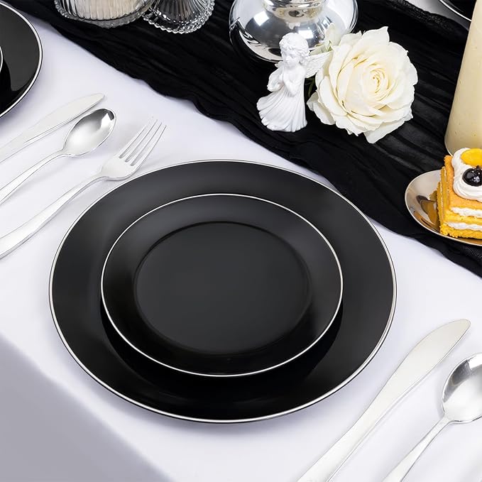 bUCLA 100PCS Black Plastic Plates - Image 3